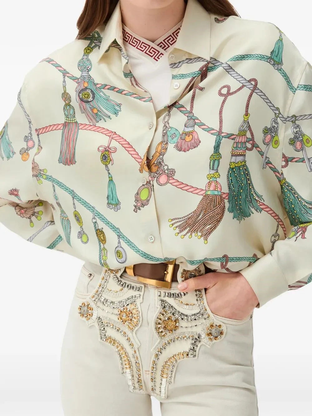 Versace Women Silk Twill Print Shirt