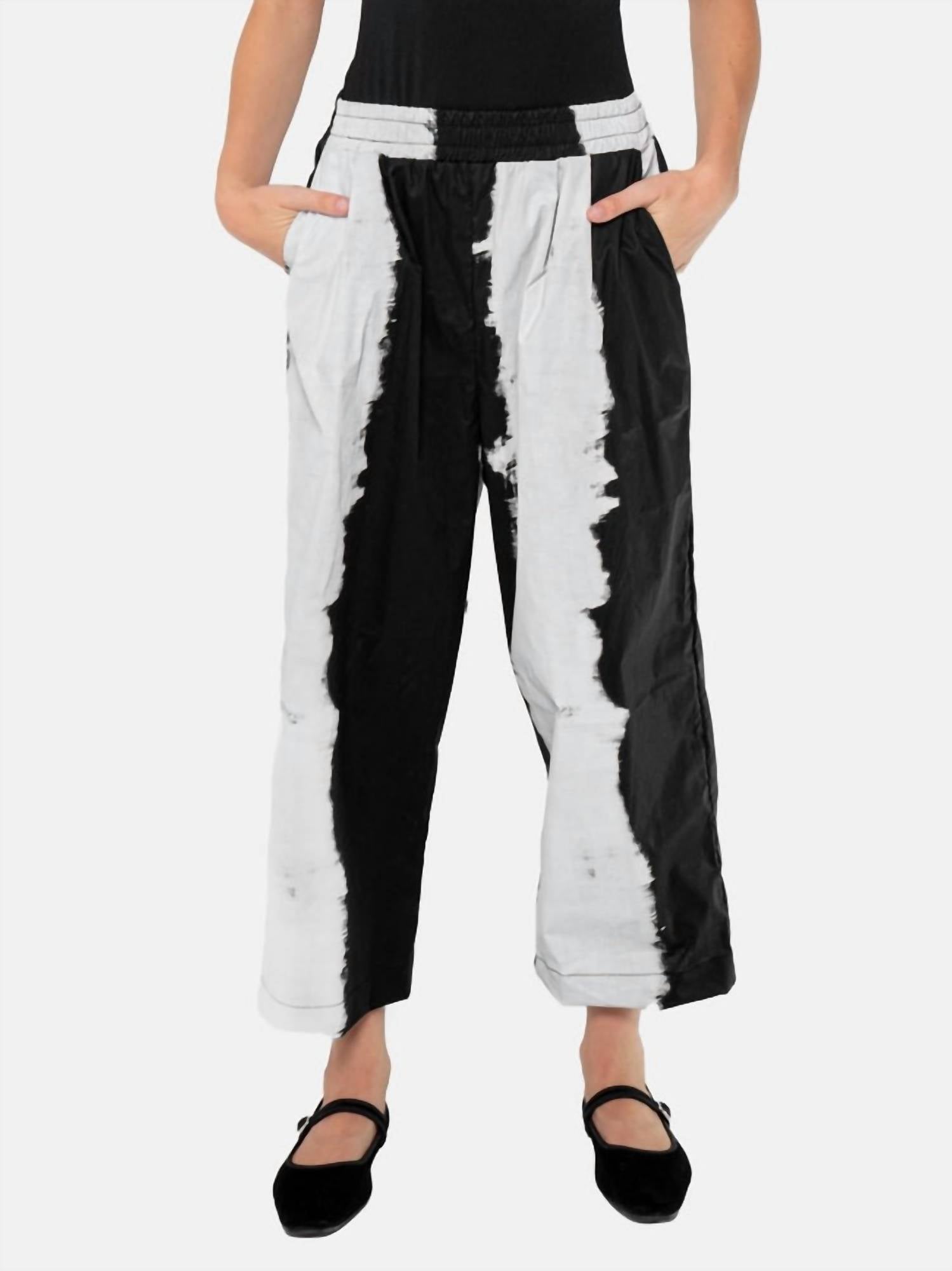 Big Stripe Soda Print Wide Leg Trousers In Black/white