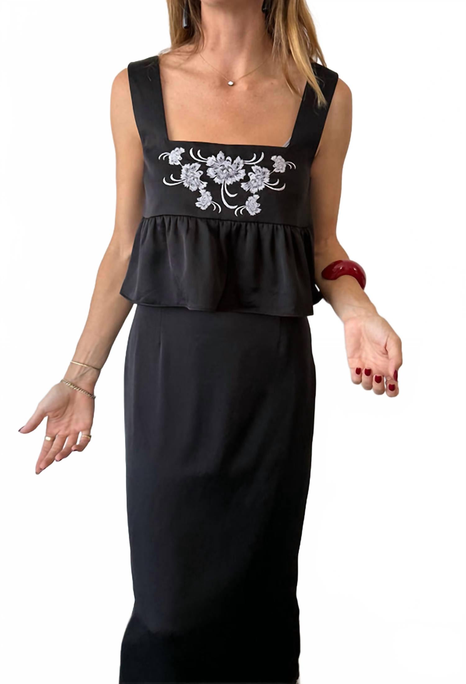 Katarina Satin Square Neck Top In Black