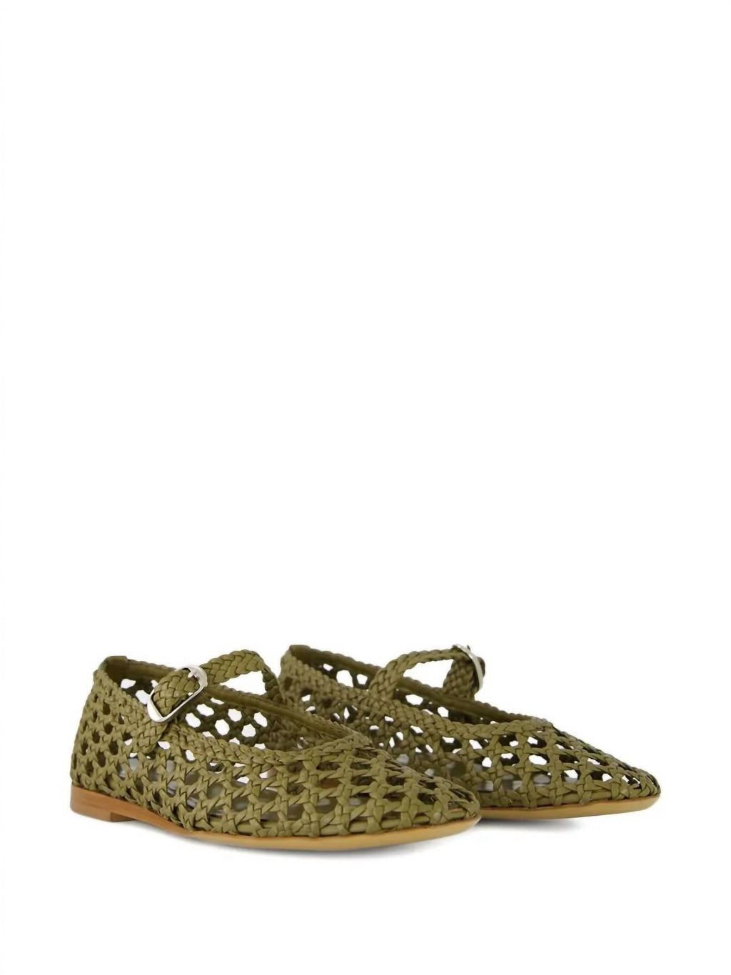 Women's Woven Mary Jane Shoes In Khaki