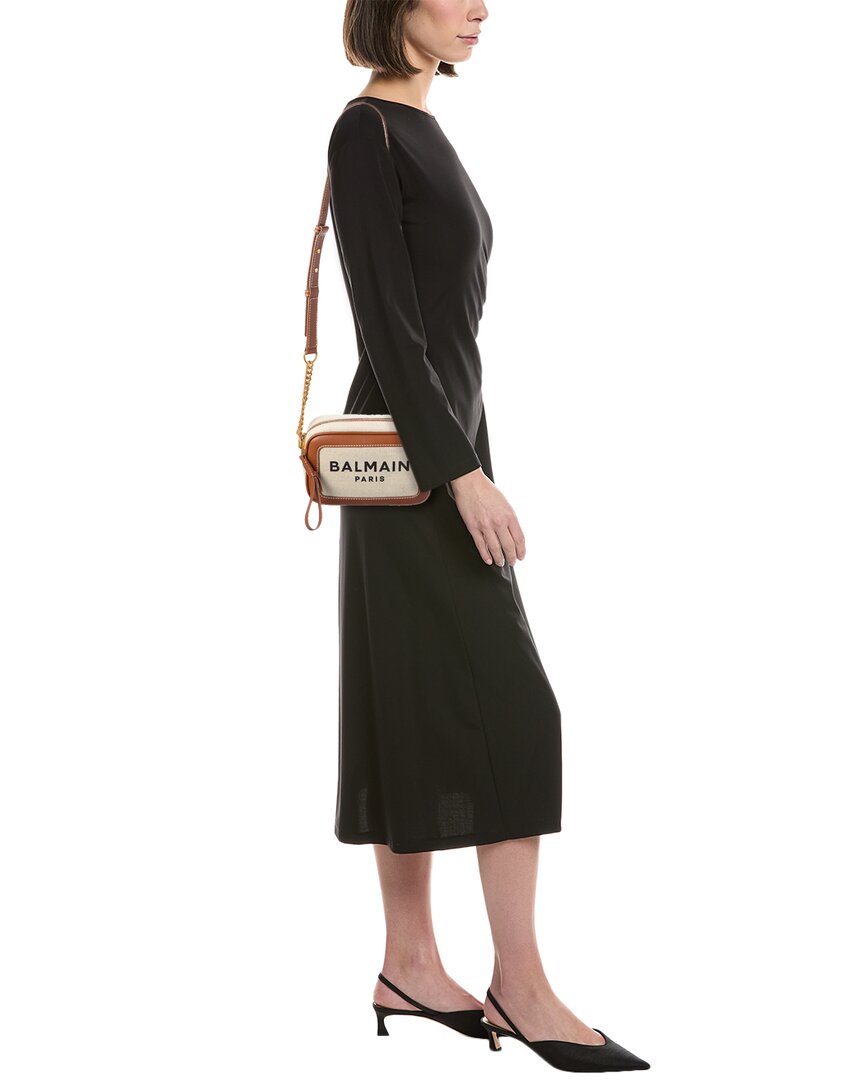 Balmain Logo Canvas & Leather Crossbody