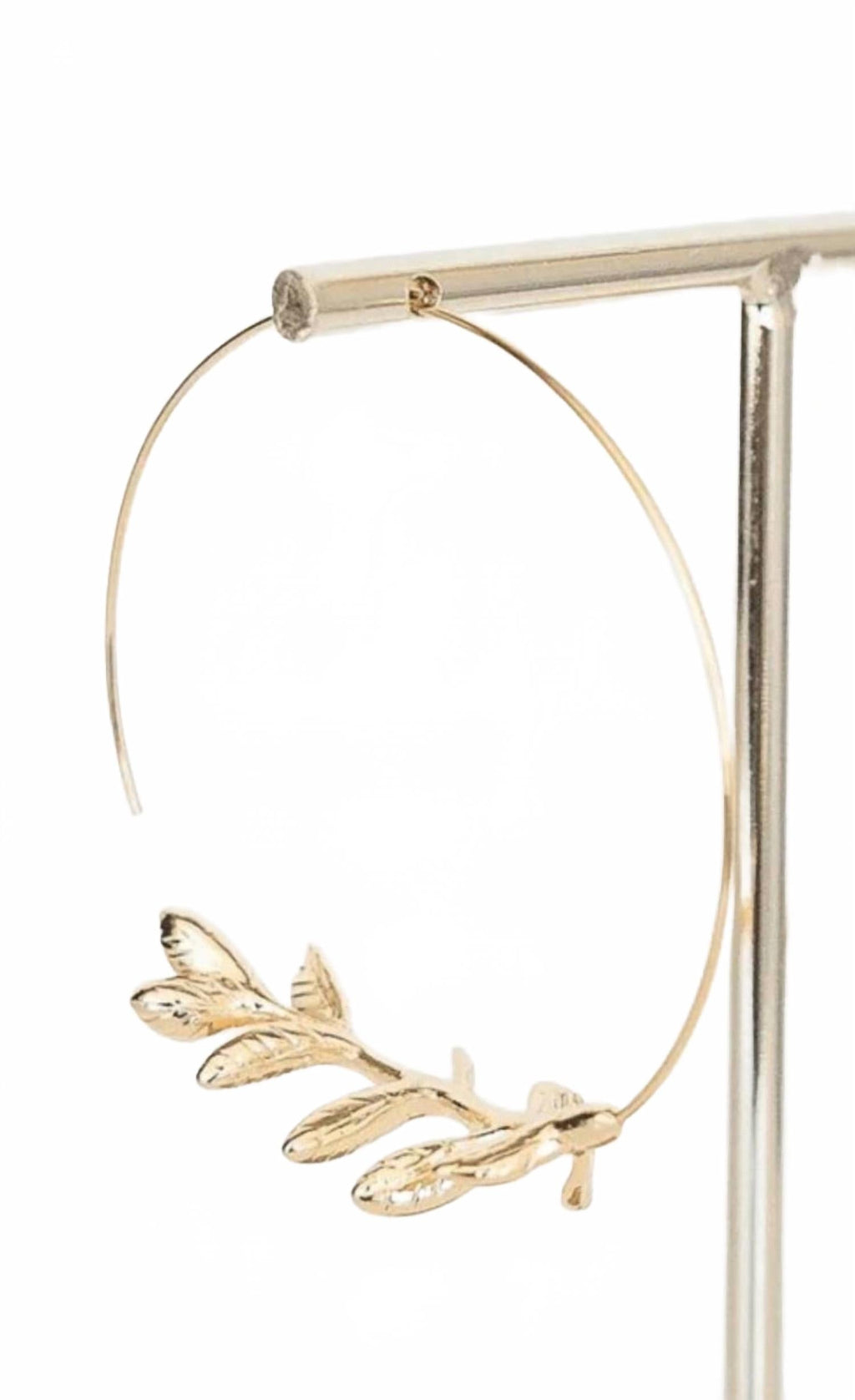 Women's Emory Thin Hoop With Leaf Earrings In Gold