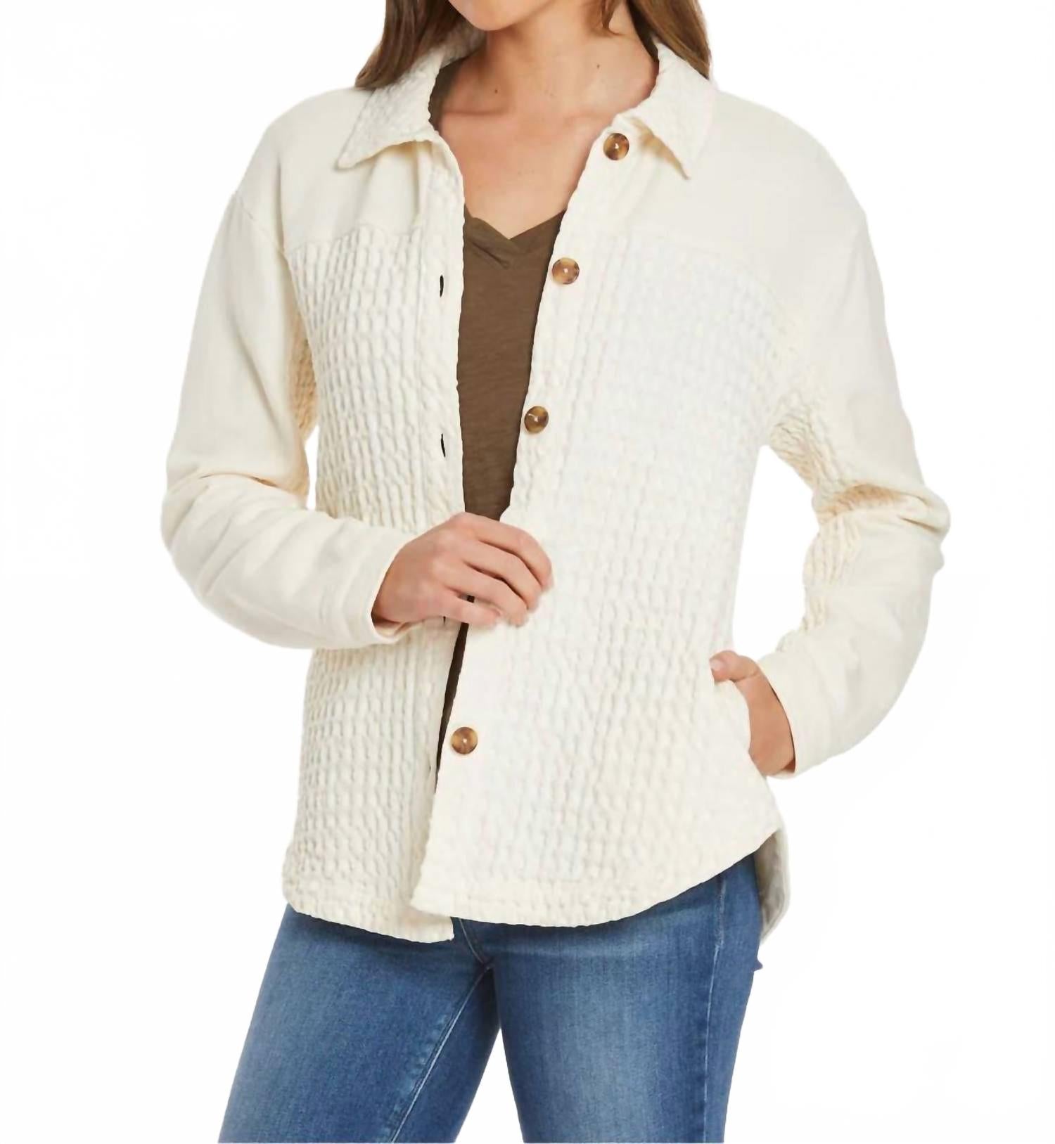 Mixed Texture Oversized Shacket In Milk Frost