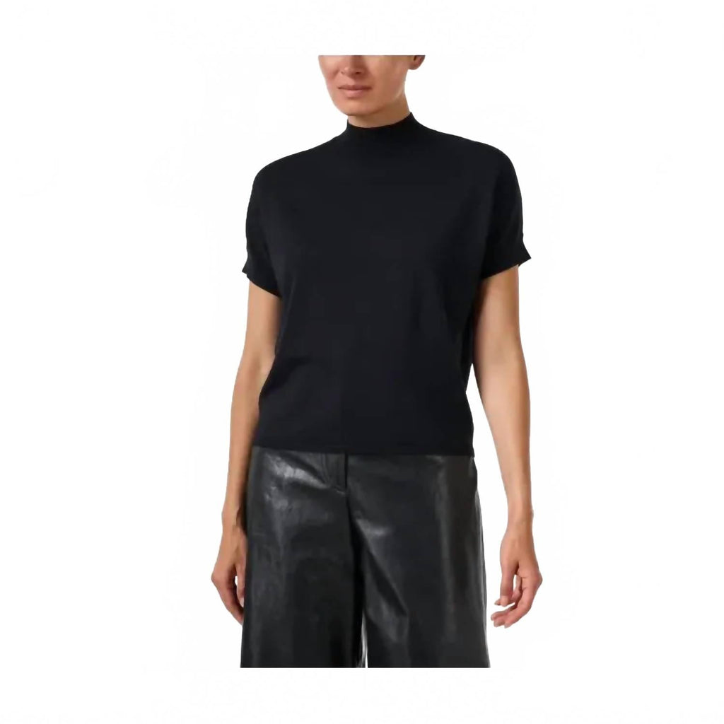 Mock Neck Short Sleeve Top In Black
