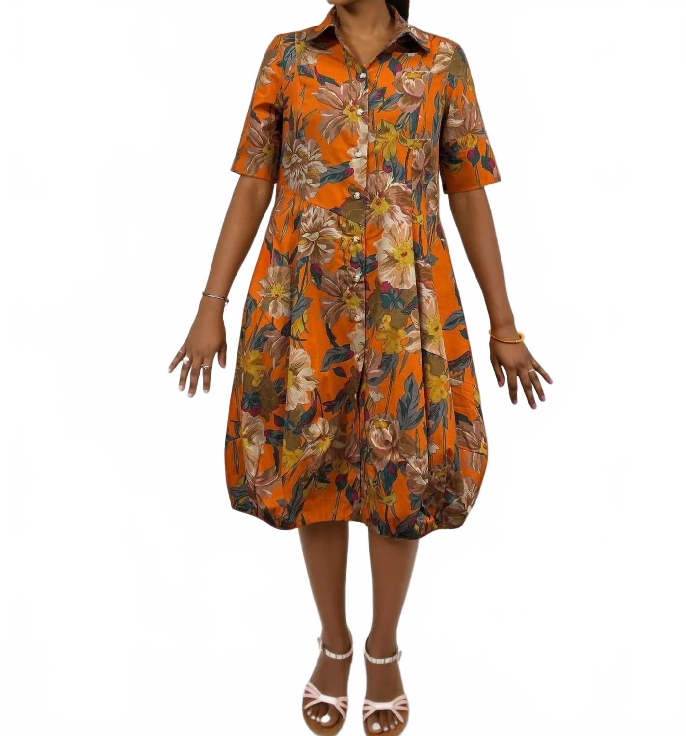 Barb Cotton Shirtdress In Garden