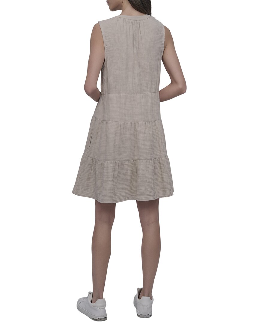 DKNY Double Crepe Gauze Tiered Dress