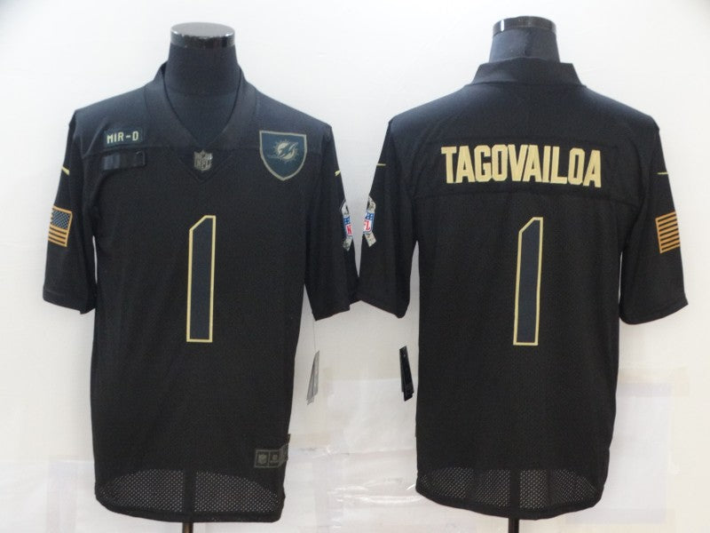 Men's Miami Dolphins #1 Tua Tagovailoa Black Player Game jersey