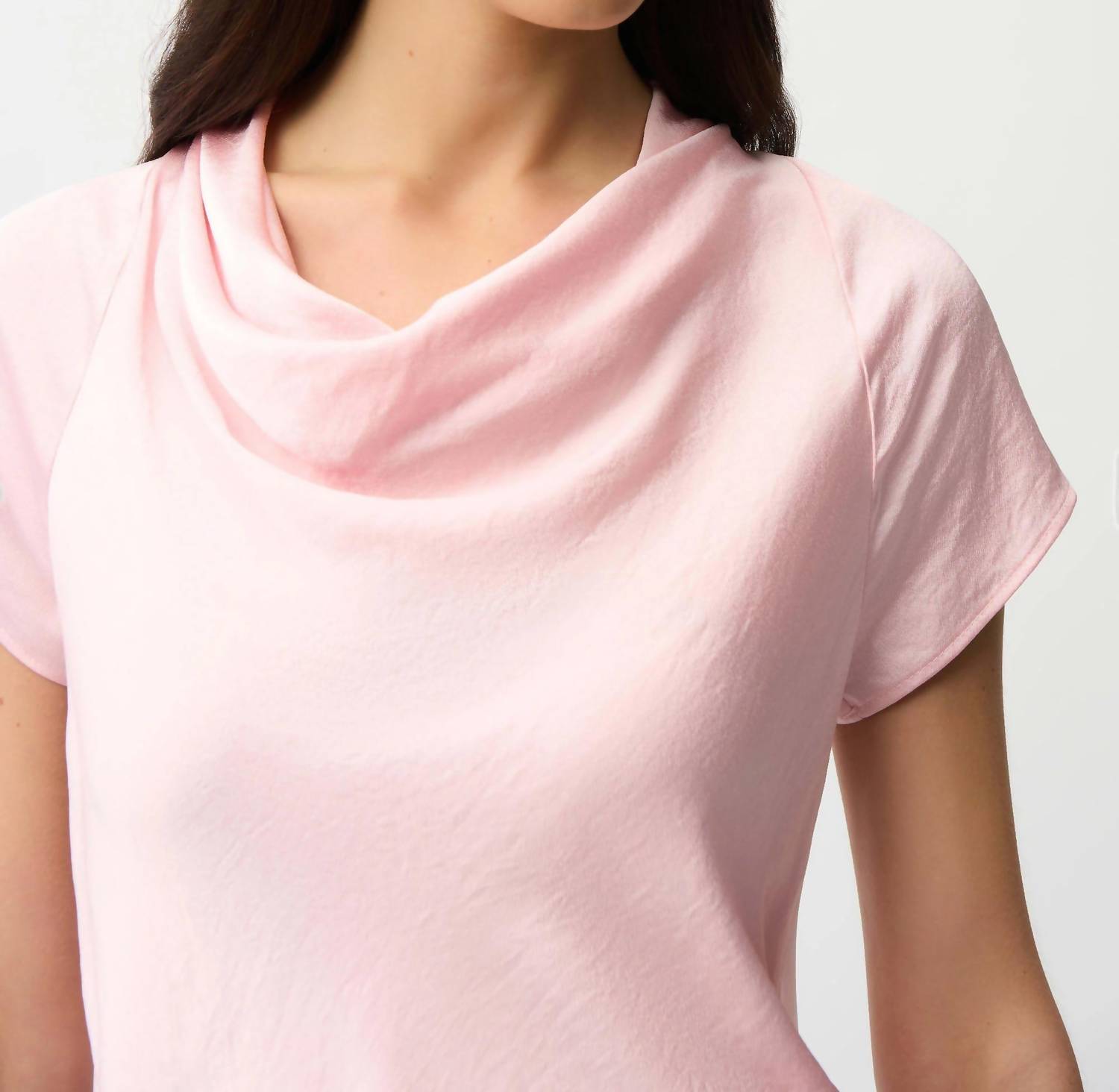 Cowl Neck Satin Top In Petal Pink