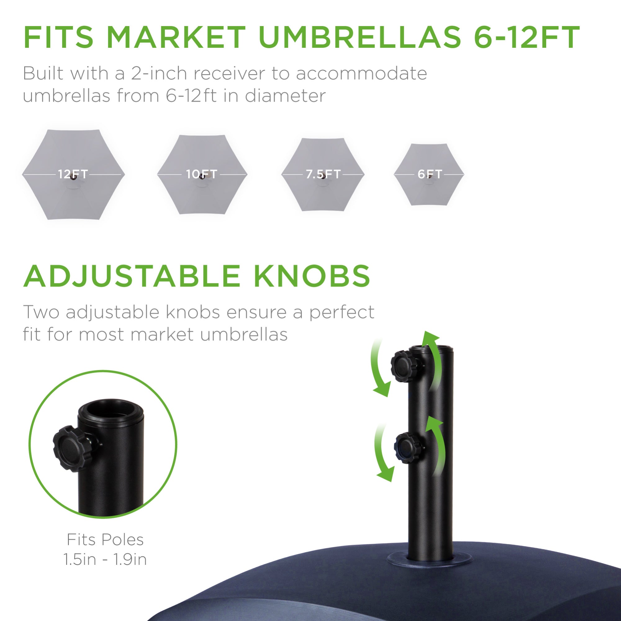 Best Choice Products Fillable Mobile Umbrella Base Heavy Duty Market Stand w/ Wheels, Locks, 123lb Capacity - Navy Blue