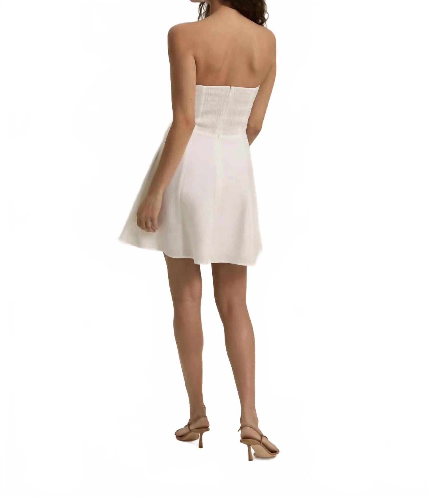 Strapless Linen Mini Dress In Bright White