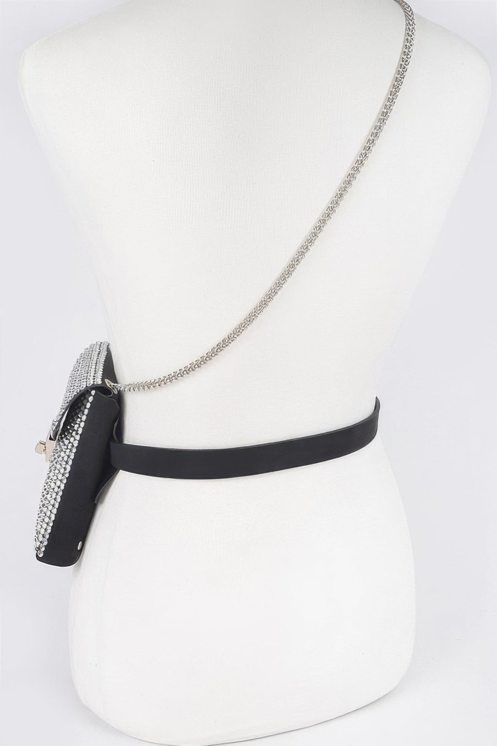 Shinny Acrylic Stone Plus Size Belt Bag W/chain