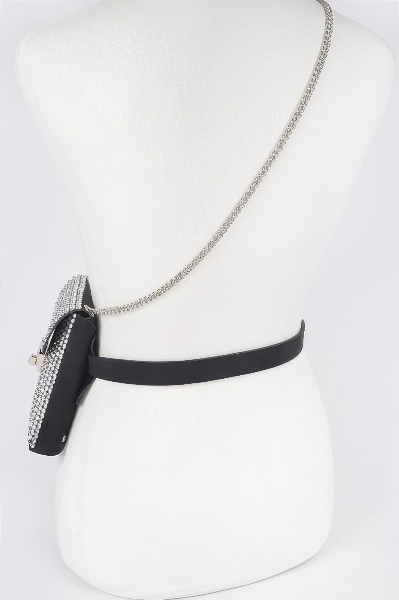 Shinny Acrylic Stone Plus Size Belt Bag W/chain