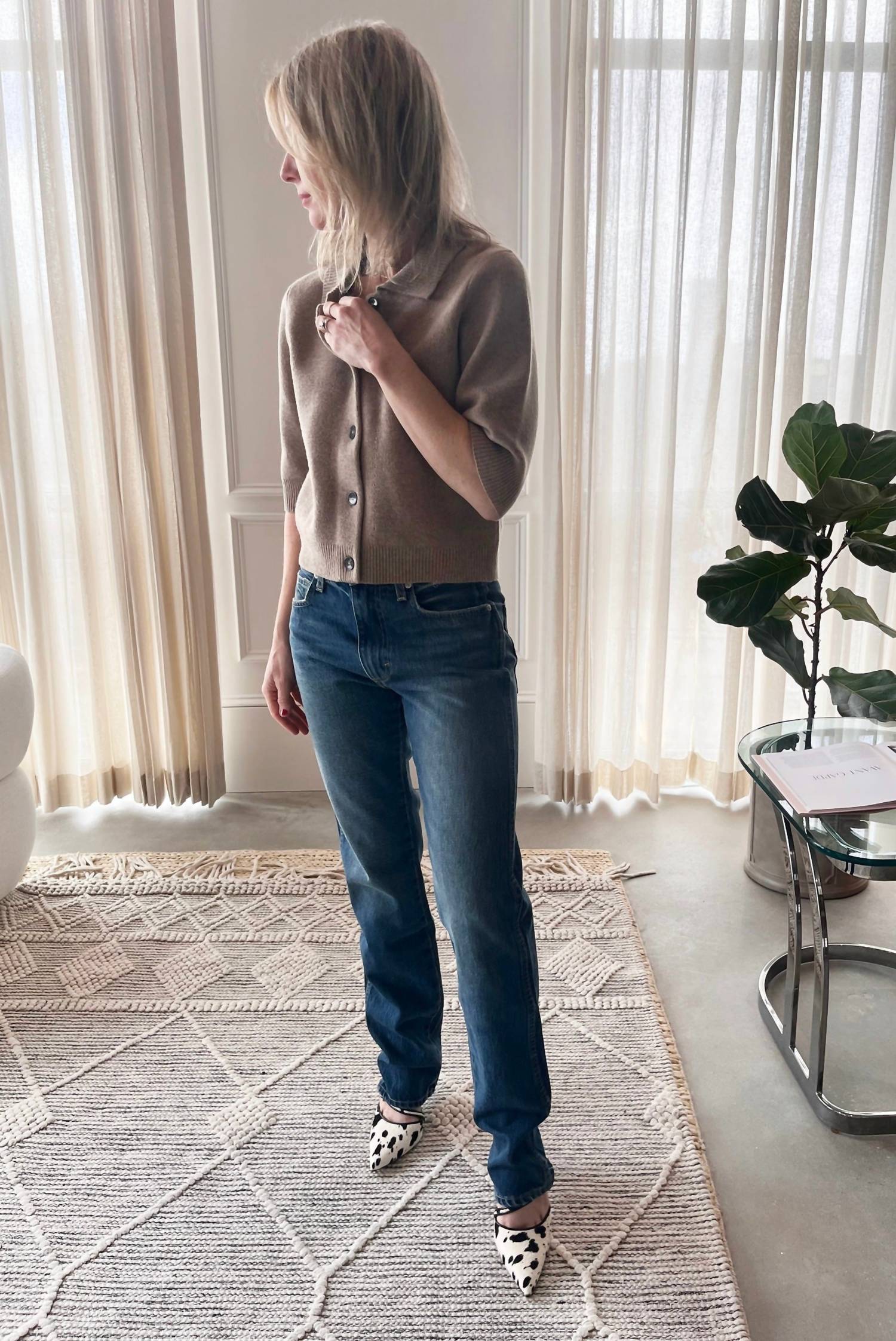Como Cropped Cardigan In Truffle