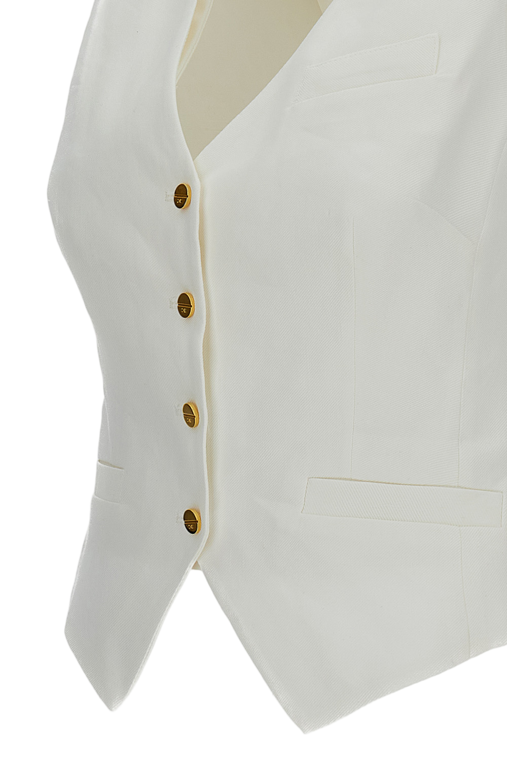 White Linen Blend Vest