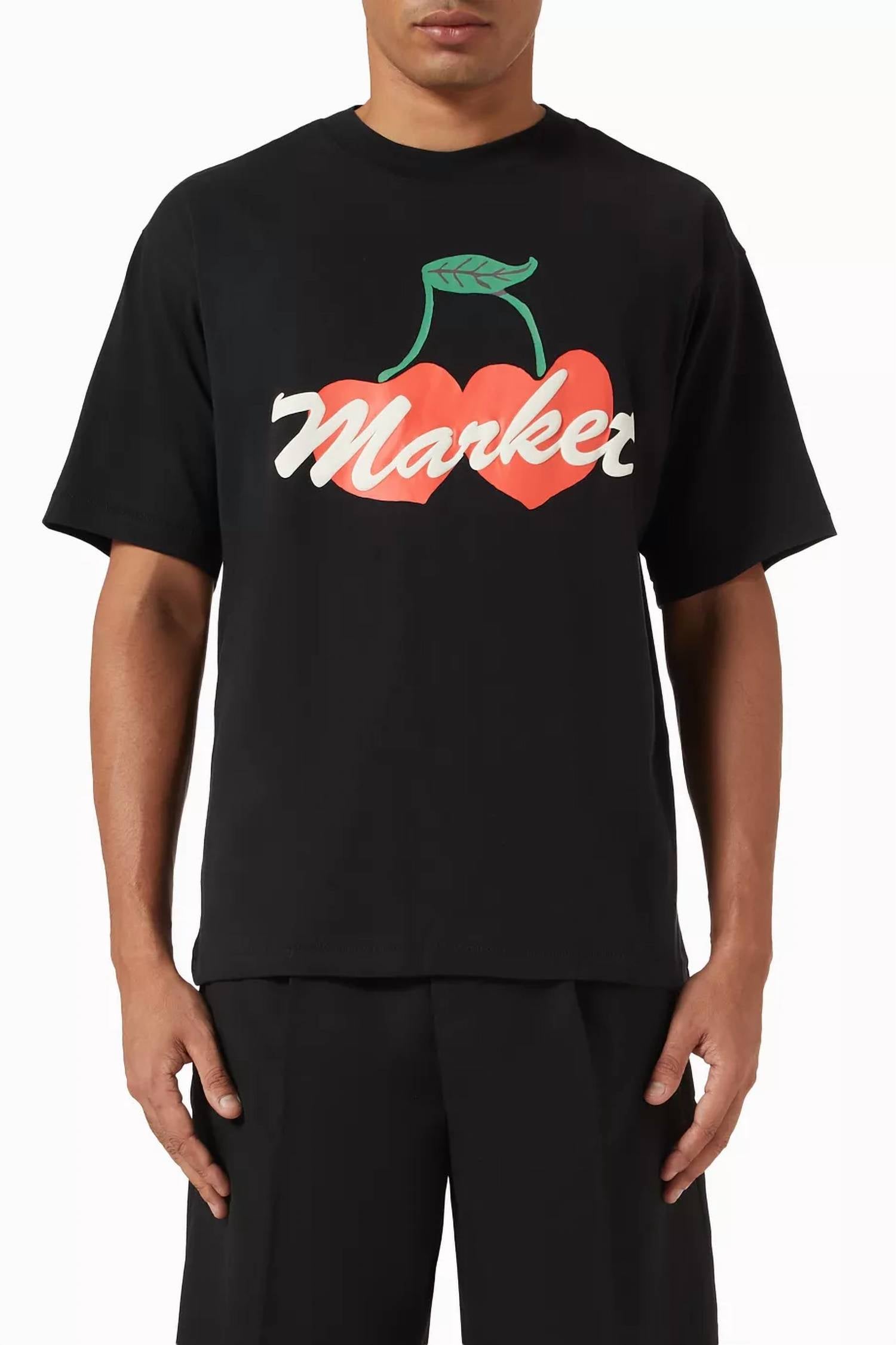 Men's Double Cherries T-Shirt In Pirate Black