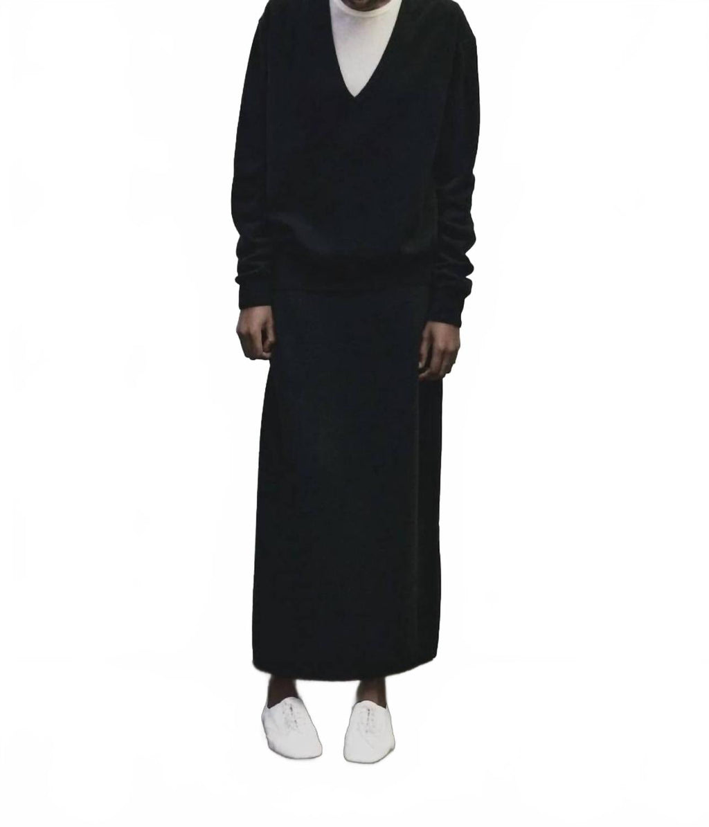 Cashmere Blend Knit Midi Skirt In Black