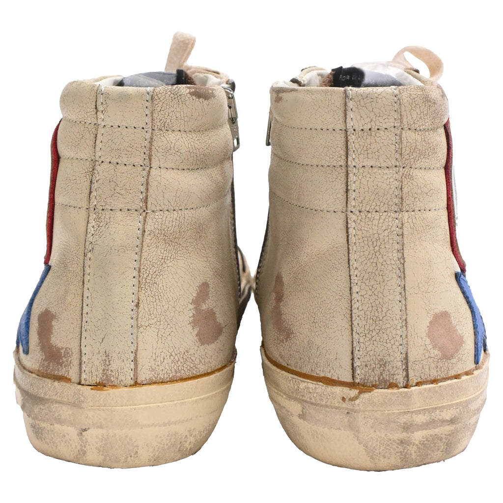 Golden Goose Slide High-Top Sneakers in Cream Leather