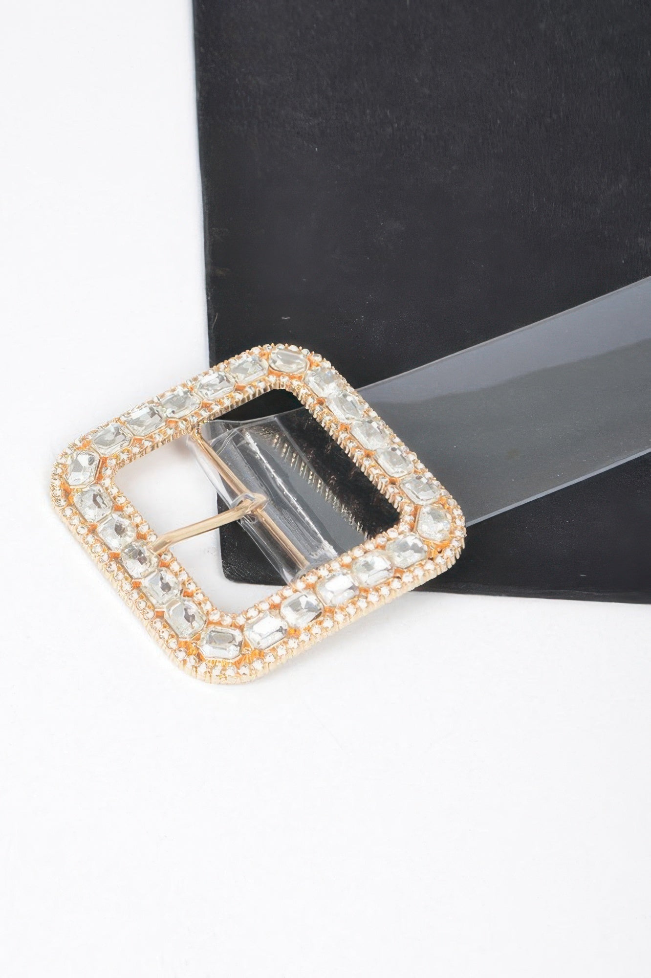 Stone Metal Buckle Clear Plus Size Belt