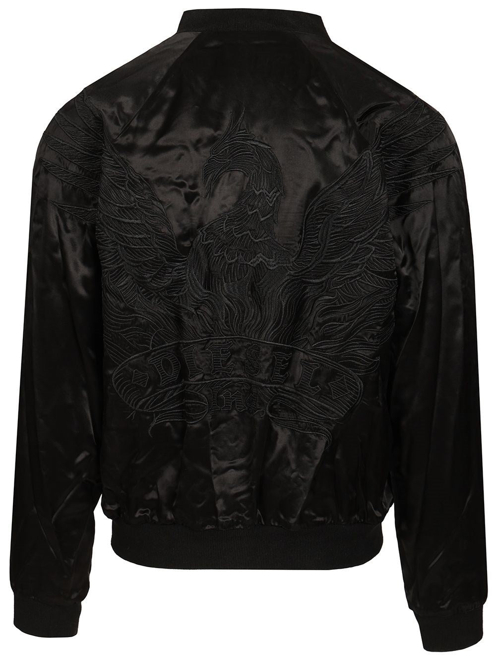 Diesel Men Reversible Satin Bomber Jacket
