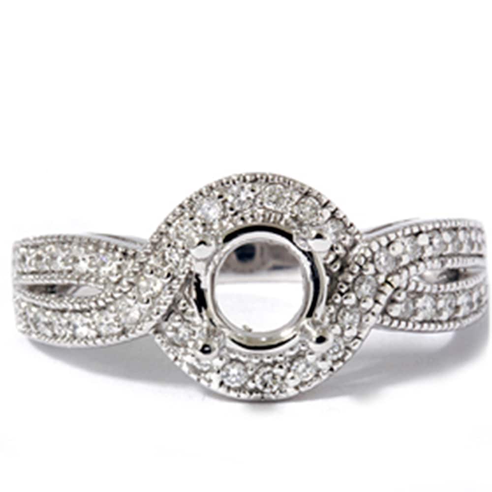 1/3ct Vintage Diamond Semi Mount Engagement Ring Setting Size Selectable