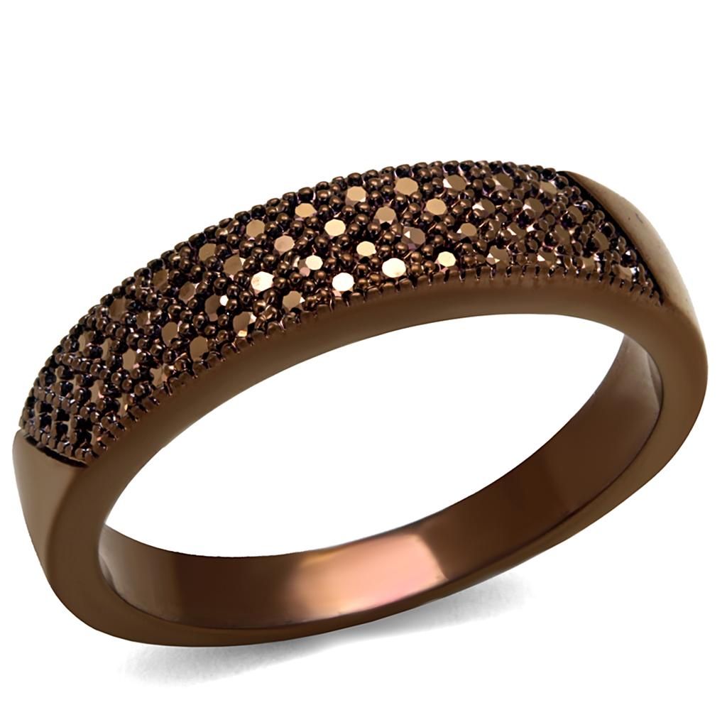 IP Coffee light Brass Ring with AAA Grade CZ in Light Coffee