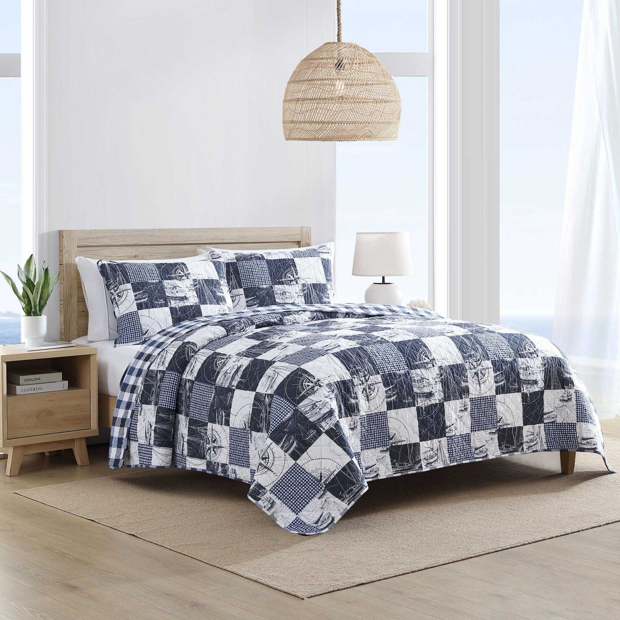 Nautica Sailor's Patchwork Blue Full/Queen Quilt Set