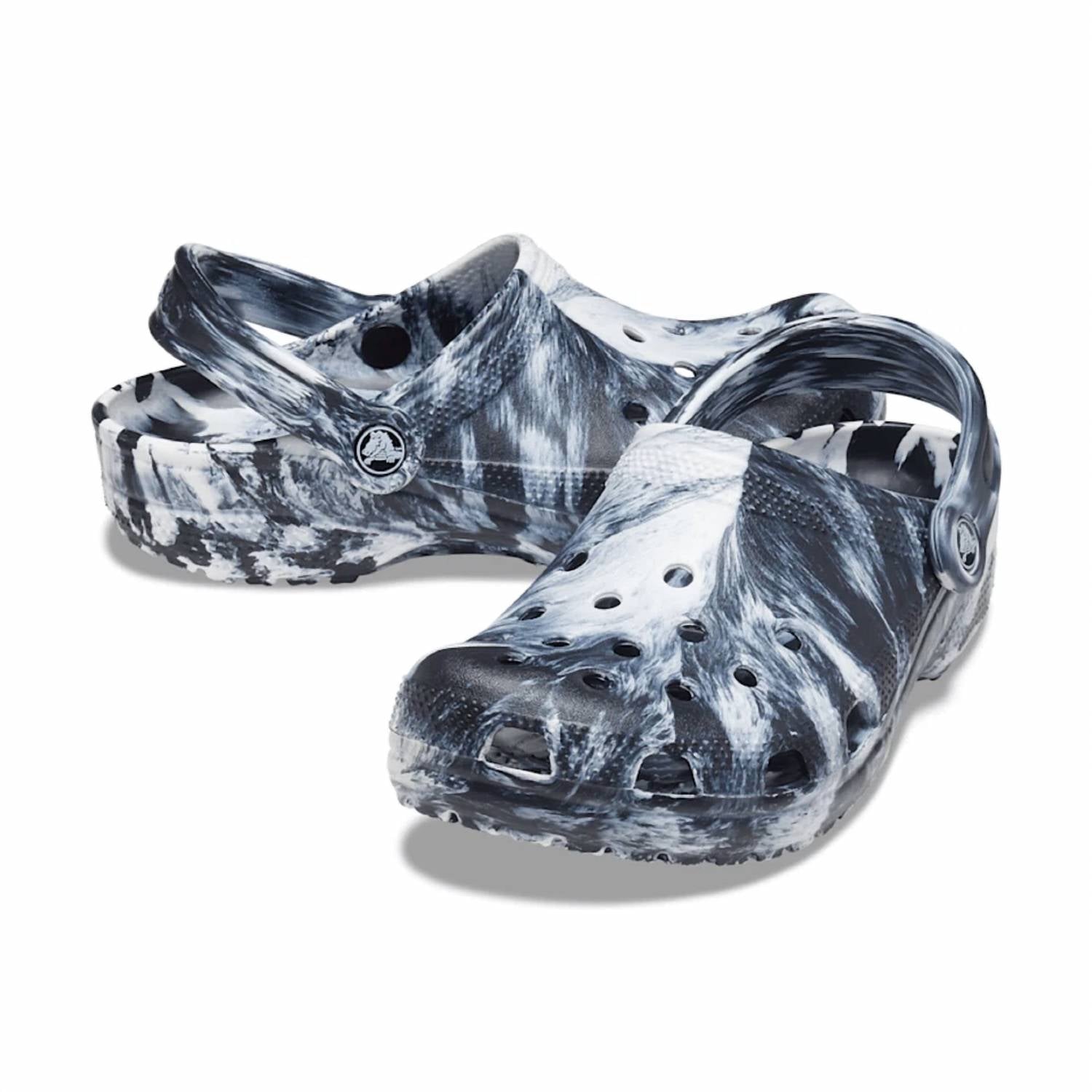 Unisex Classic Clog In Marble White / Black