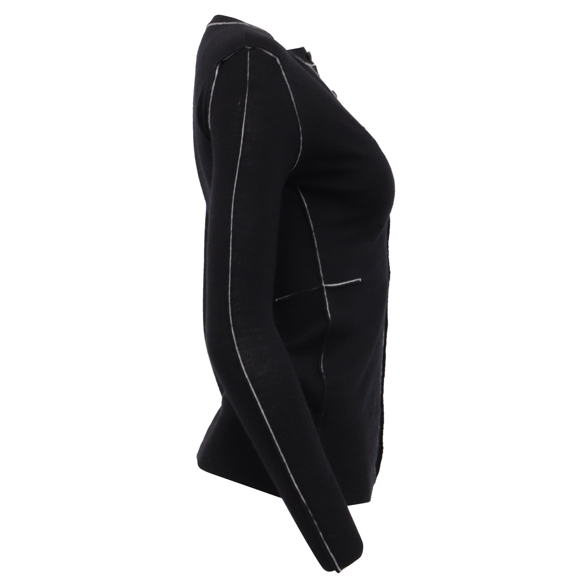 MM6 Maison Margiela Knit Contrast Stitch Cardigan in Black Wool