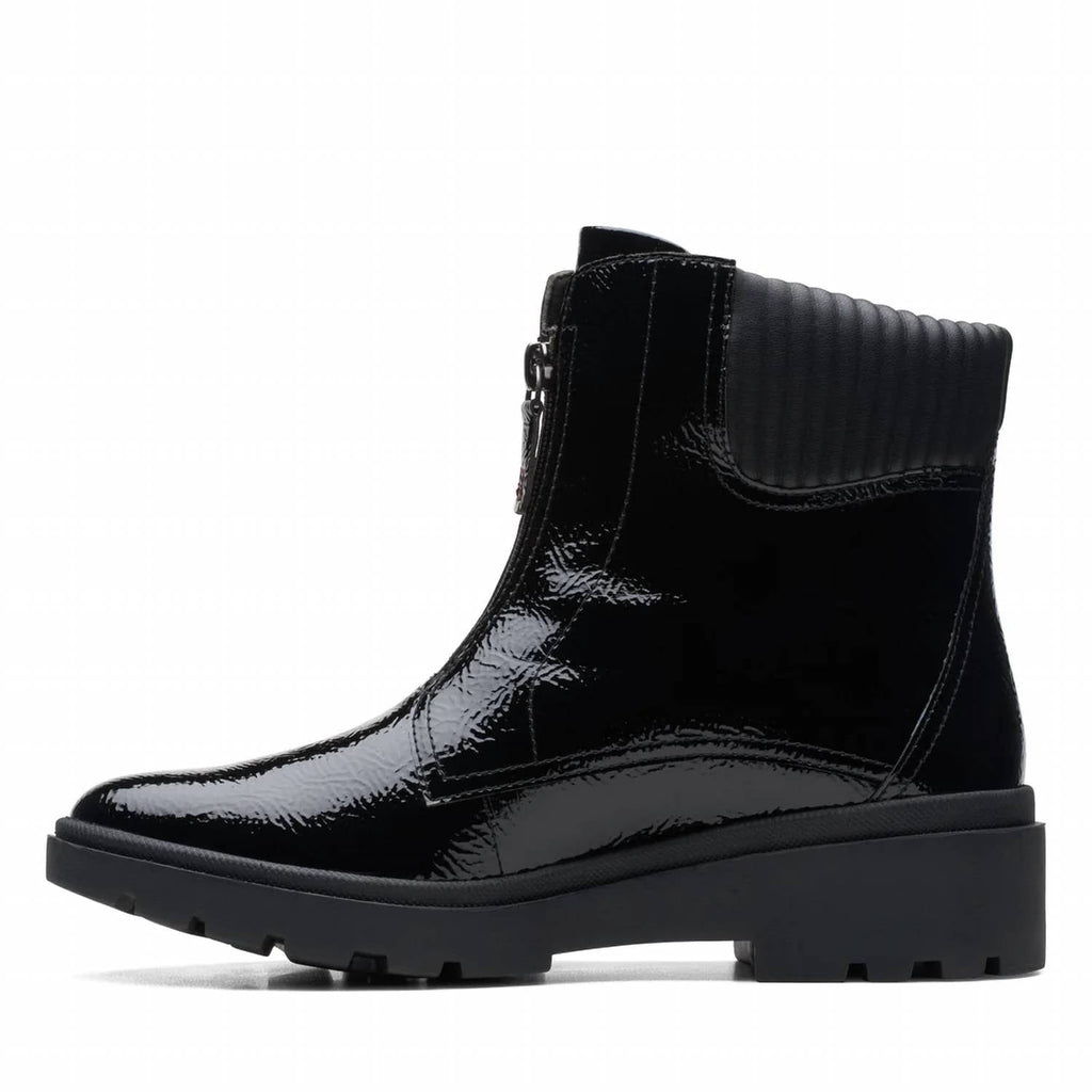 Women's Calla Zip Boot In Black Crinkle Patent