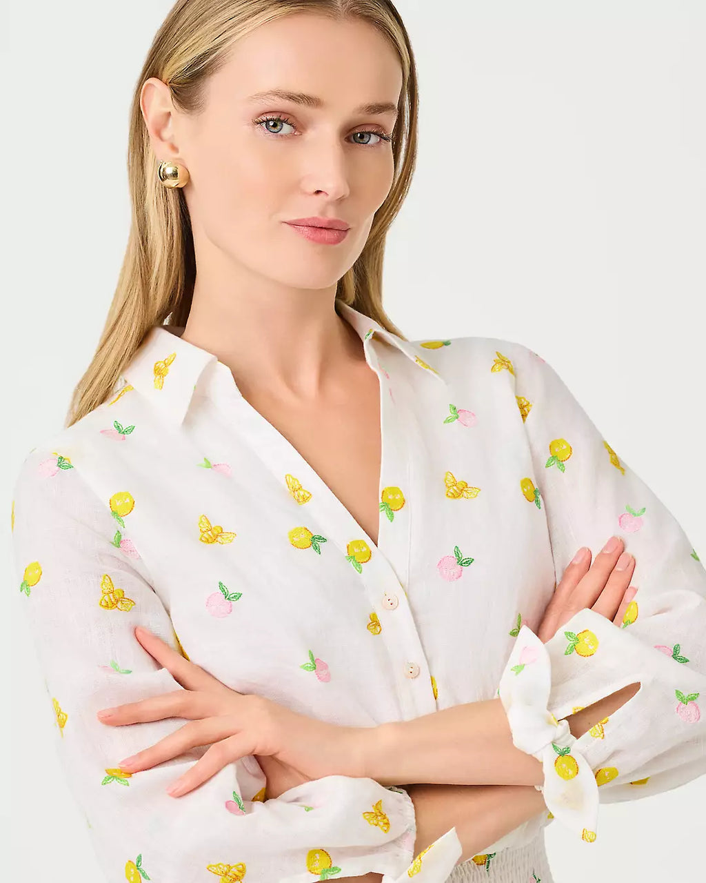 Abralynn Embroidered Linen Shirtdress