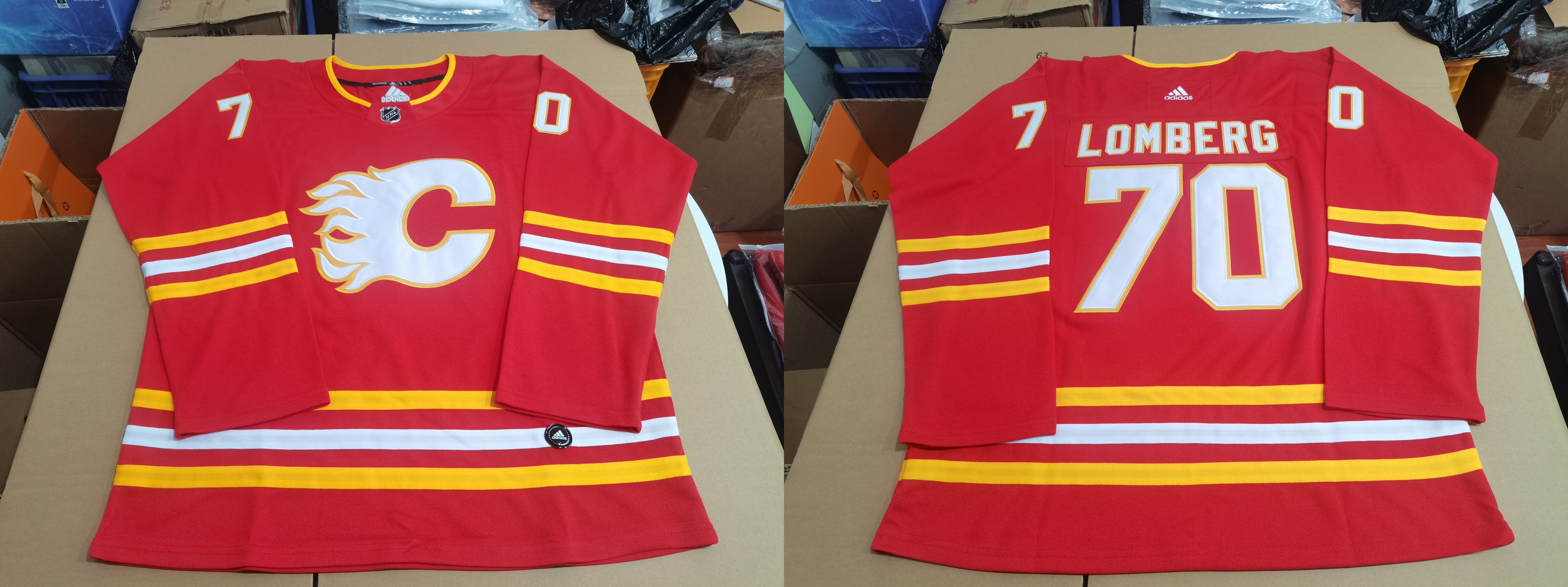 Men's Calgary Flames Ryan Lomberg #70 Red Player Game jersey
