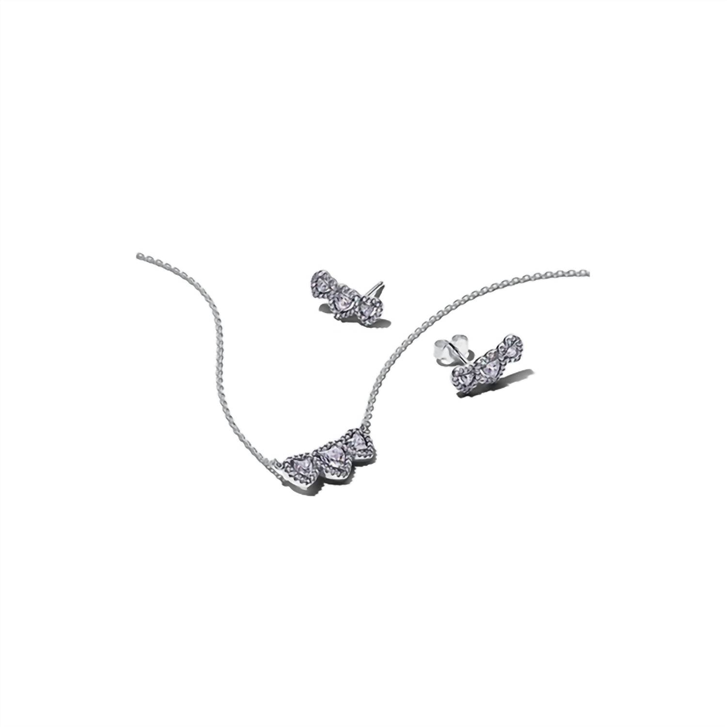 Halo Heart Trio Jewelry Gift Set In Silver