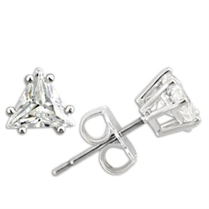 Rhodium 925 Sterling Silver Earrings with AAA Grade CZ in Clear