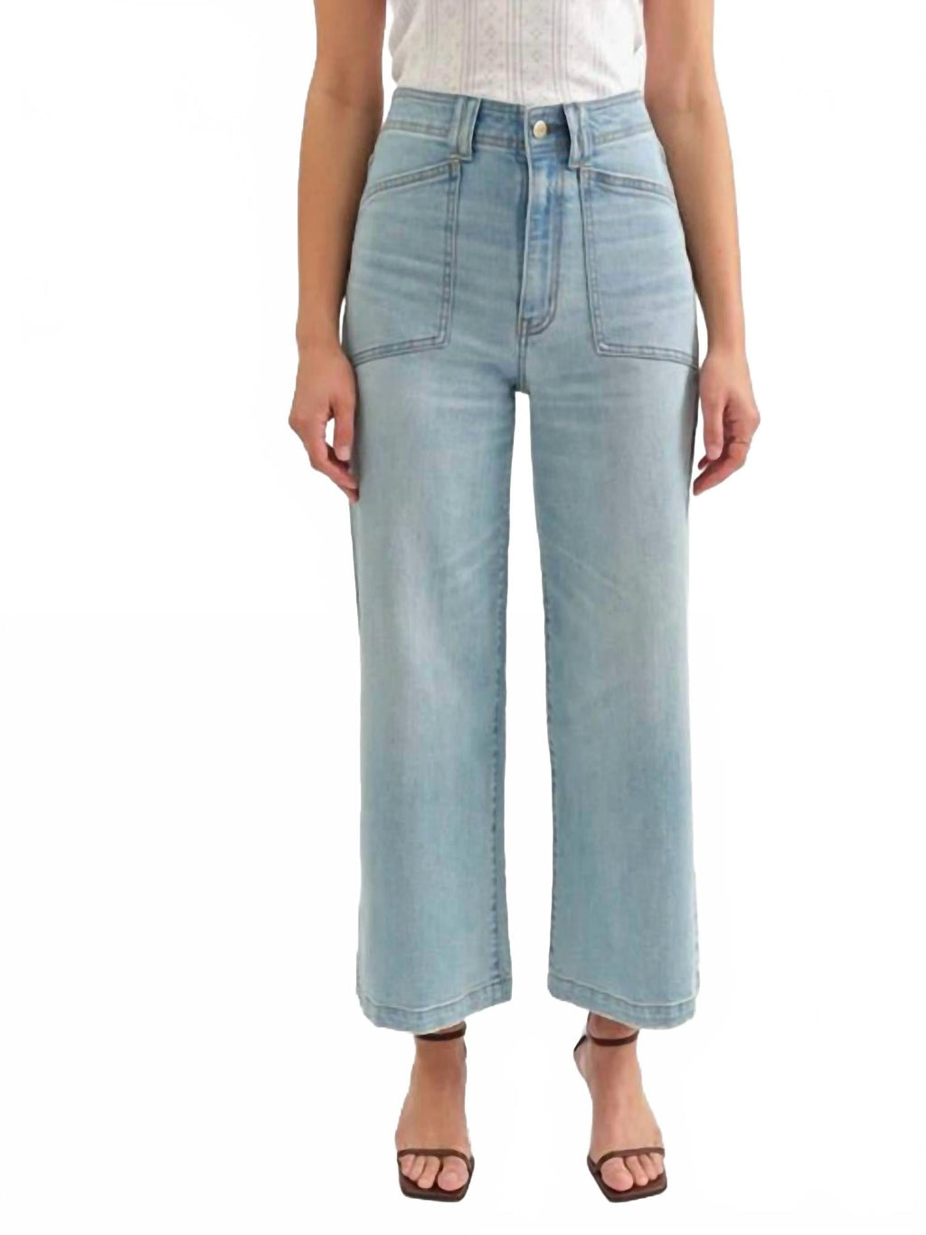 Valley Girl High Rise Wide Leg Ankle Jeans In Romcom