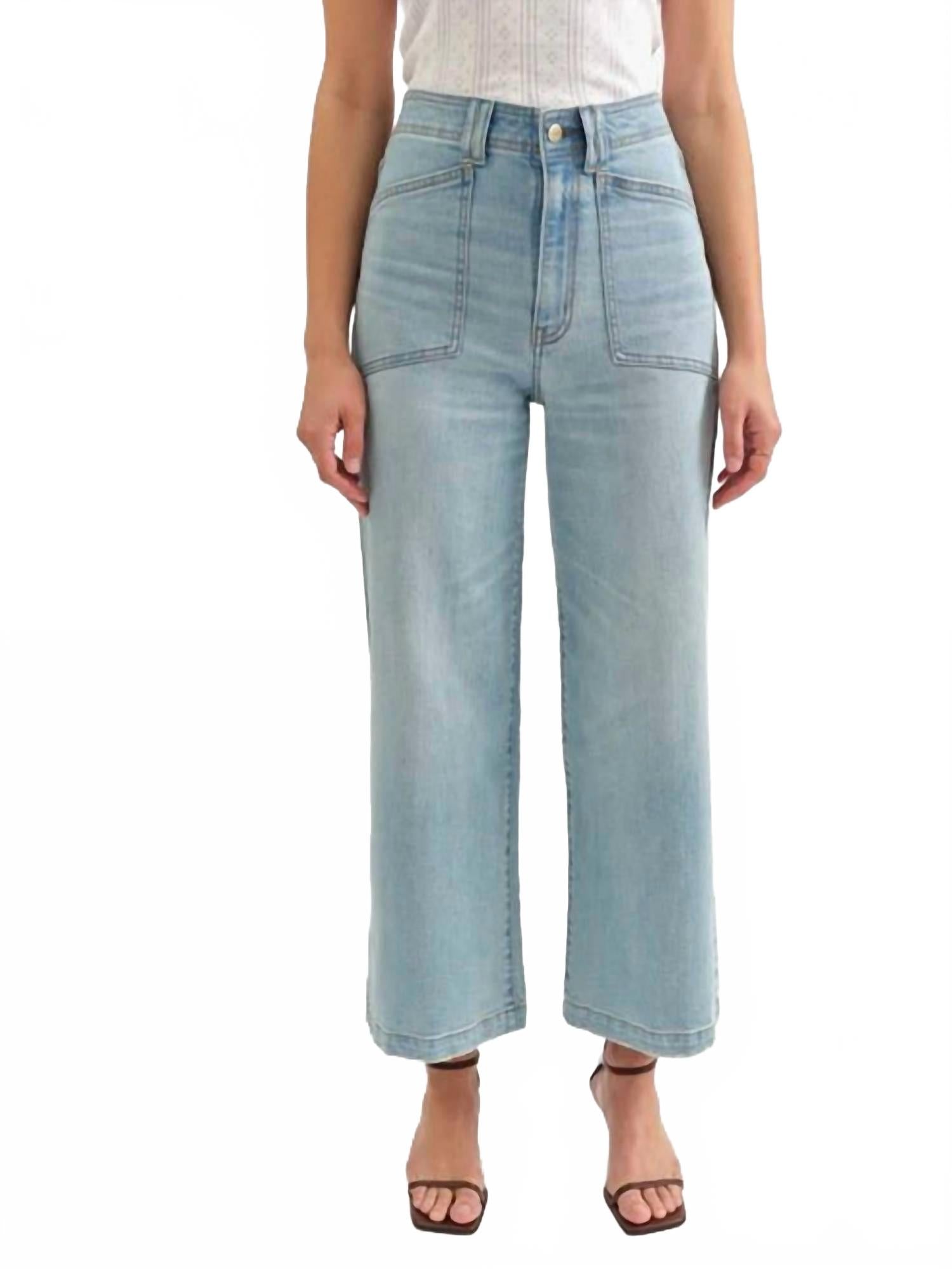 Valley Girl High Rise Wide Leg Ankle Jeans In Romcom