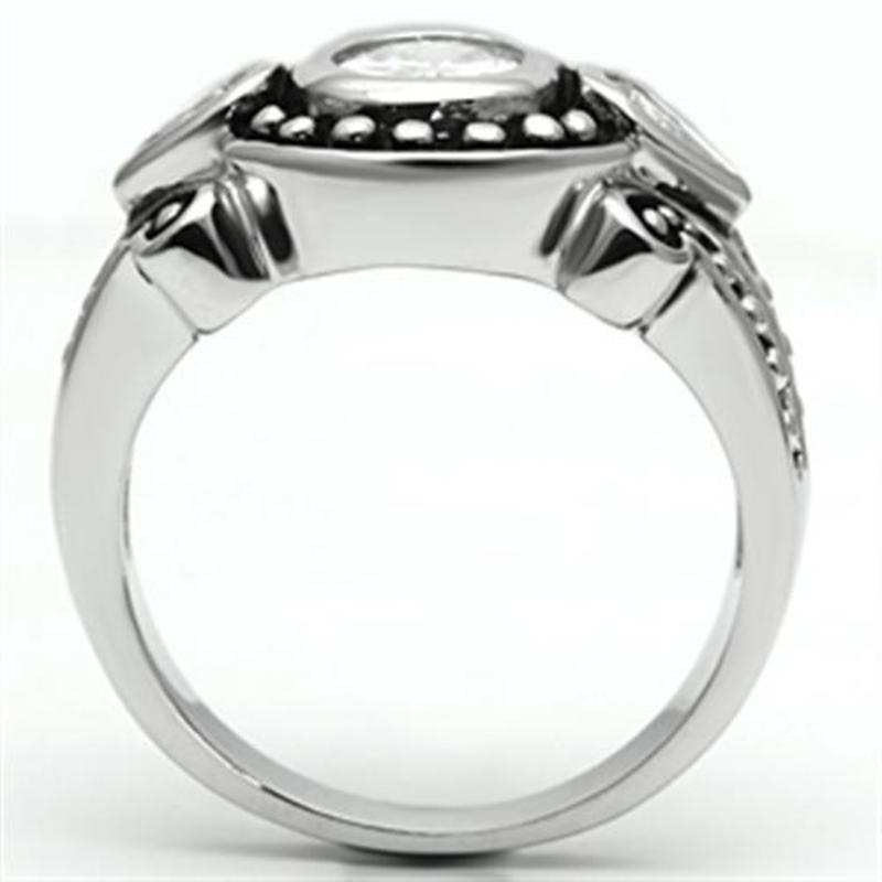 Rhodium Brass Ring with AAA Grade CZ in Clear