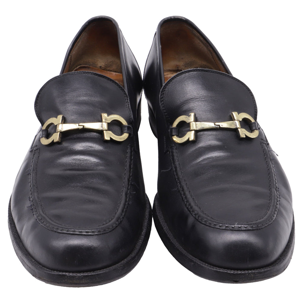 Salvatore Ferragamo Gancini Loafers in Black Leather