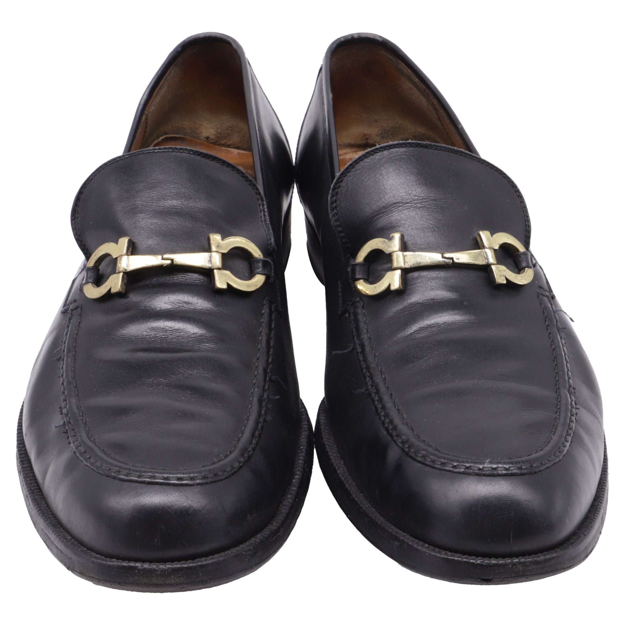 Salvatore Ferragamo Gancini Loafers in Black Leather