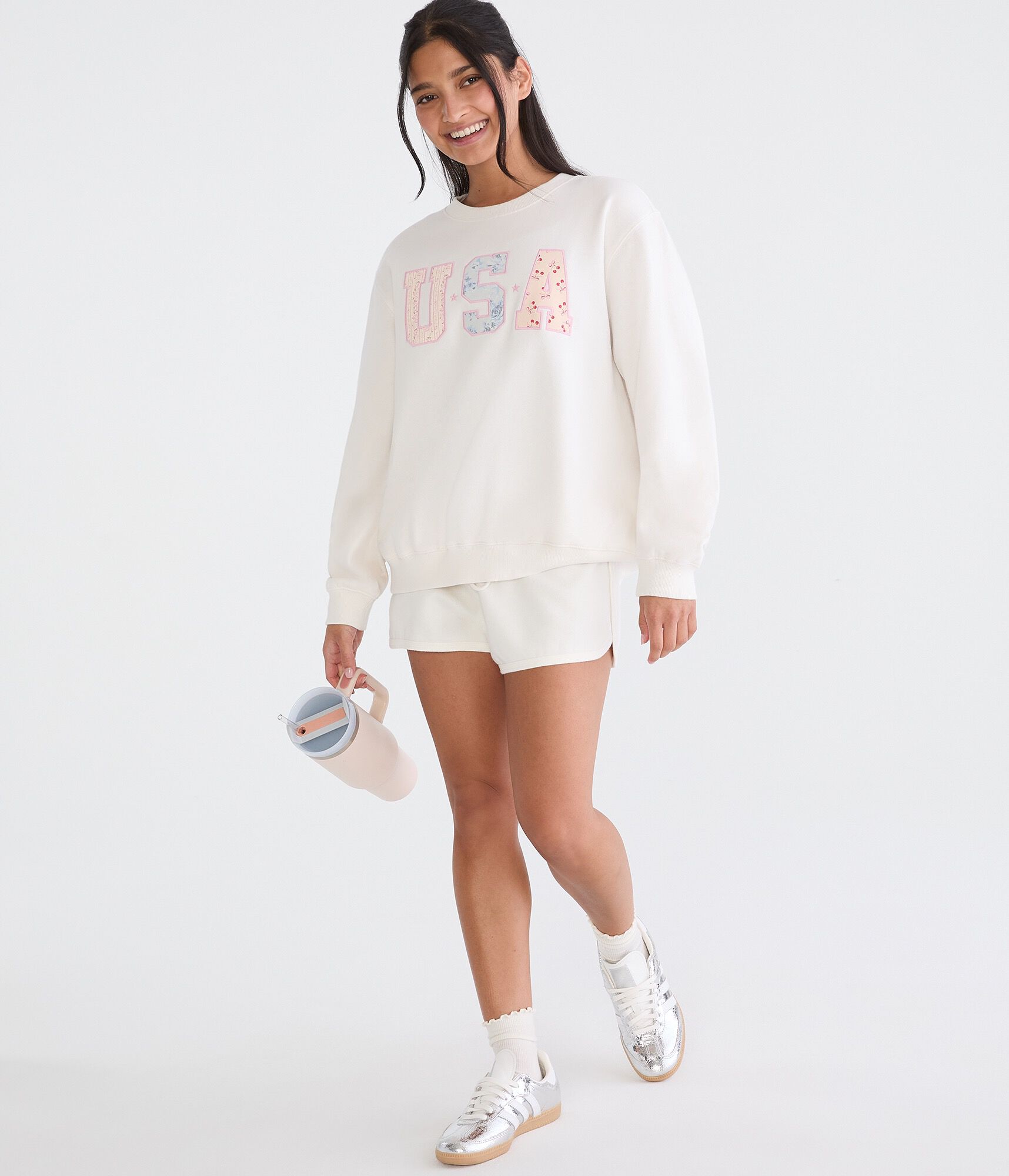 Aeropostale Cloud Soft Usa Oversized Crew Sweatshirt