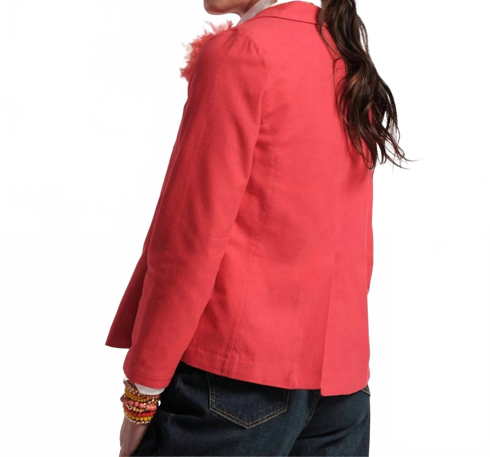 Elle Lined Blazer In Red
