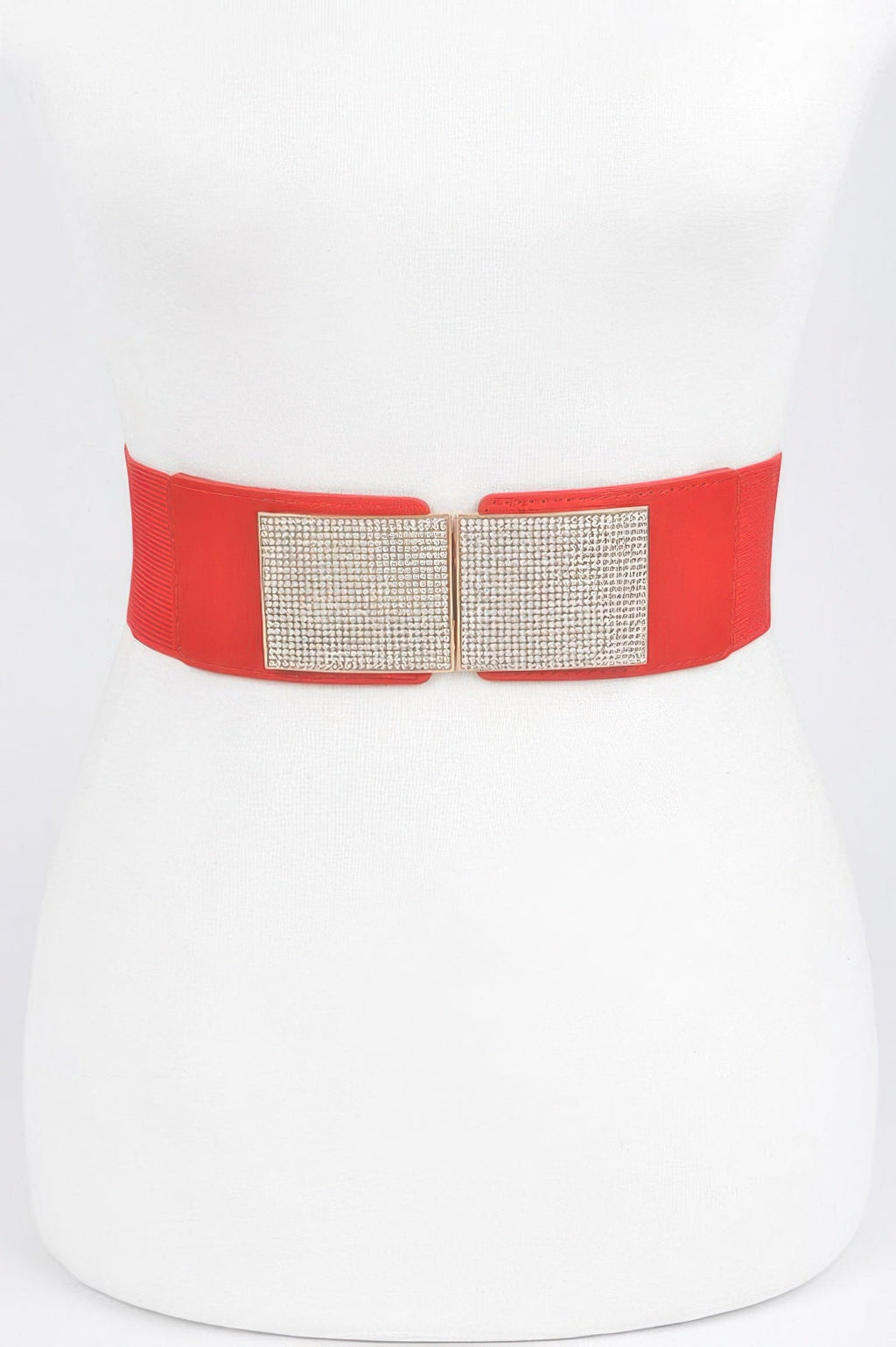 Rhinestone Metal Buckle Stretch Belt