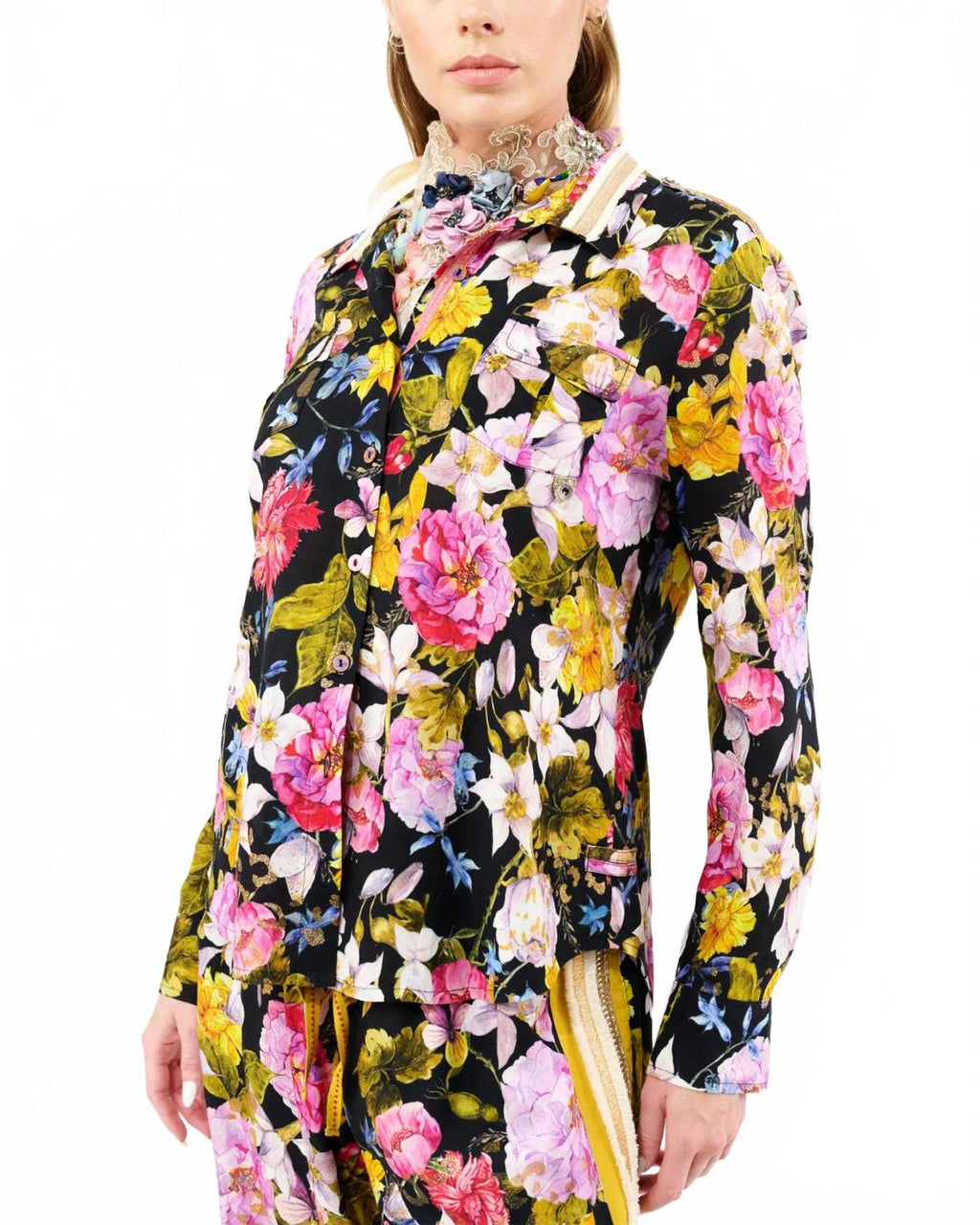 Flower Bomb Button-Down Shirt In Night Floral