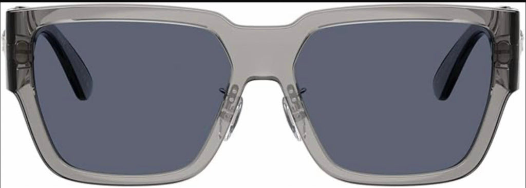 Men's Rectangular Sunglasses In Grey Transparent Dark