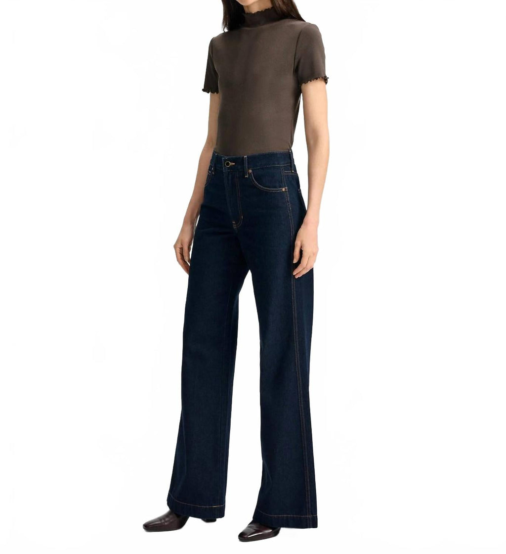 Kasey Mid Rise Wide Leg Jean In Indigo Rinse