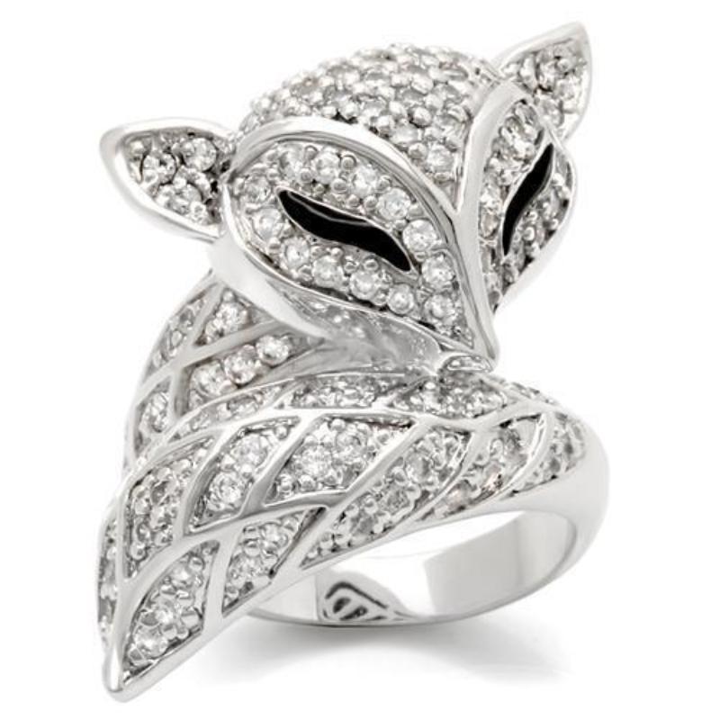 Rhodium Brass Ring with AAA Grade CZ in Clear