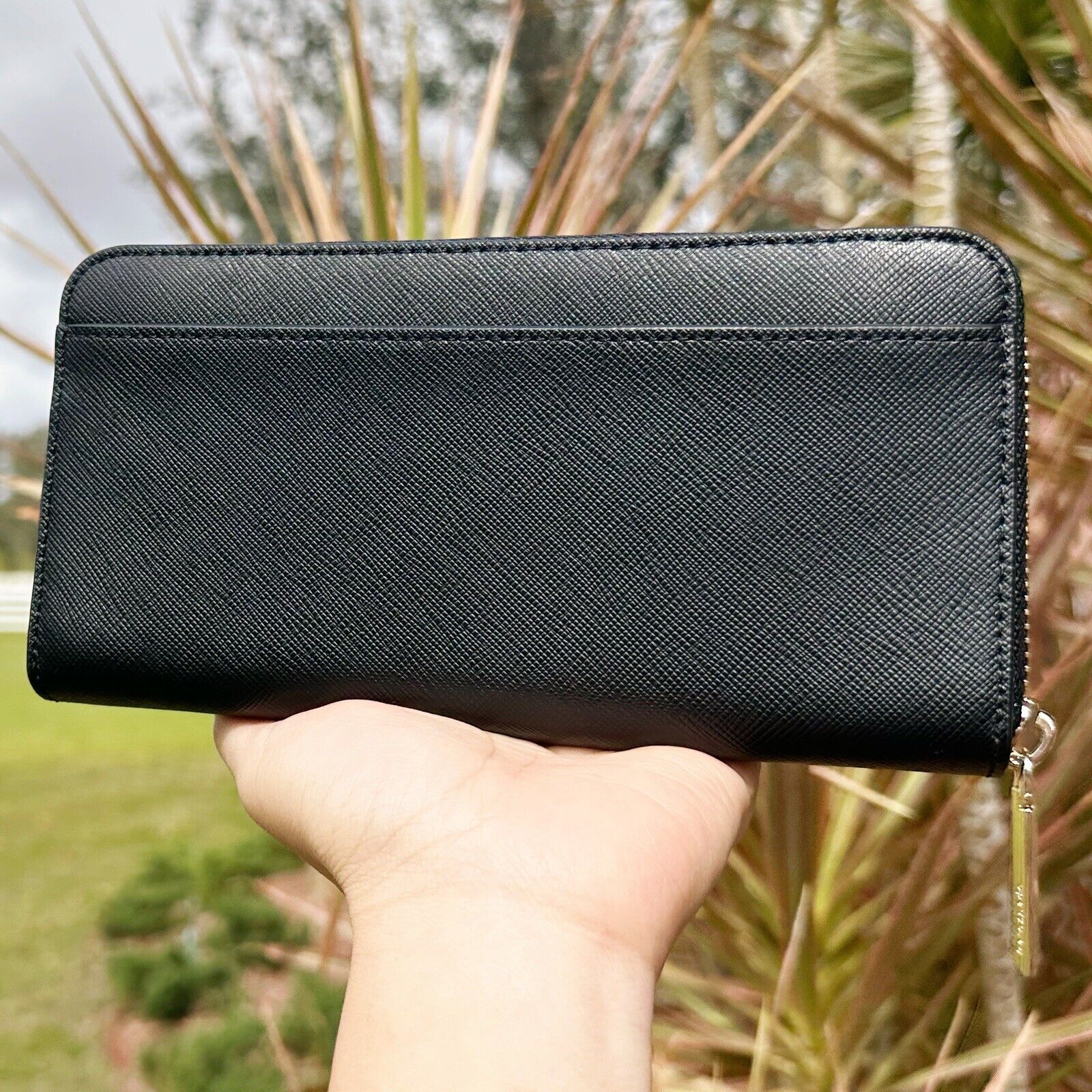 Kate Spade Spencer Leather Zip Around Large Continental Wallet Clutch Black