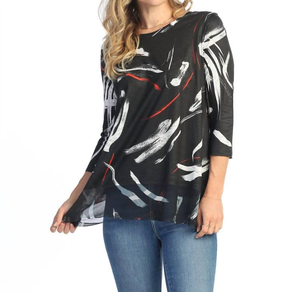 Abstract Colored Chiffon Hem Top In Multicolor