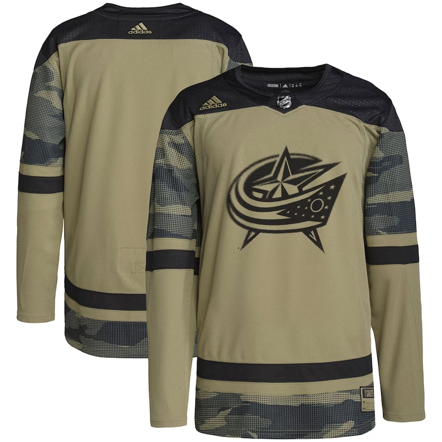 Men's Columbus Blue Jackets Camo Military Appreciation Team Authentic Practice Blank jersey