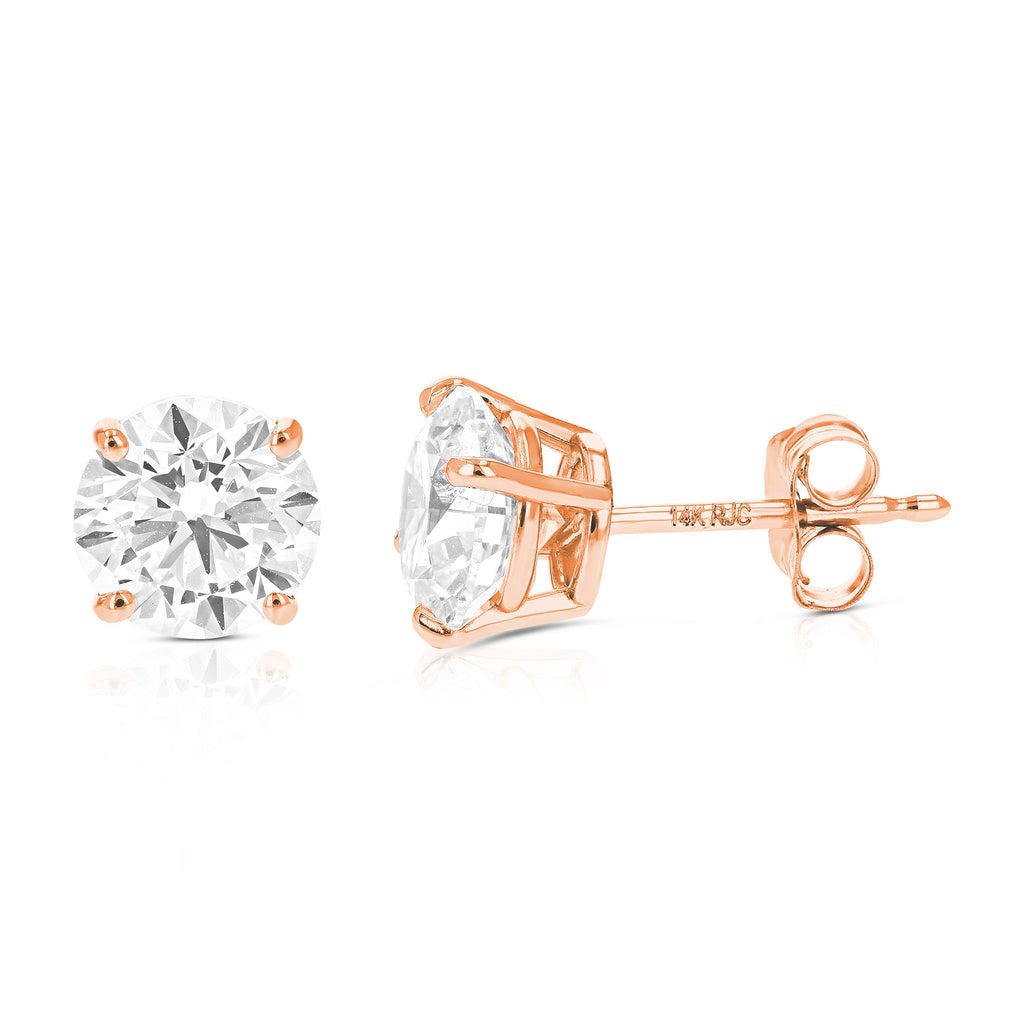 1.50 cttw Lab Grown Diamond Stud Earrings in 14K Gold With Push Backs For Women