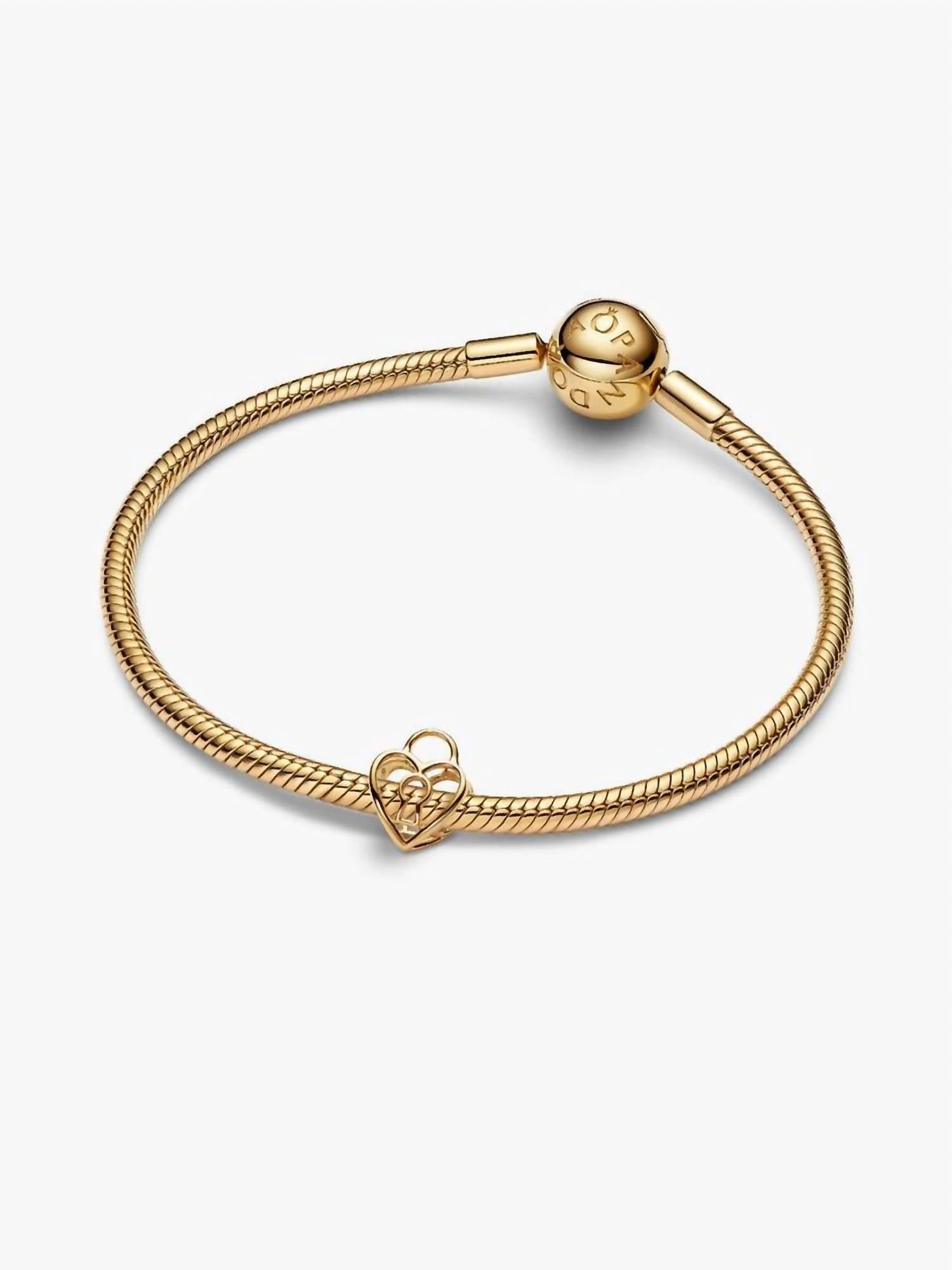 Openwork Heart Padlock Charm In Gold